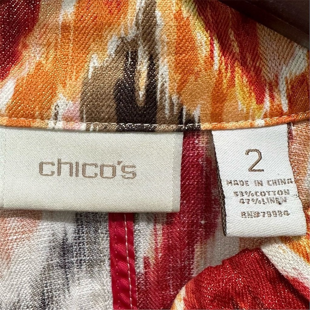 Chico's Womens‎ Multicolor Blurred Ikat Alegra Blazer Jacket Sz M Boho Southwest - Picture 4 of 7